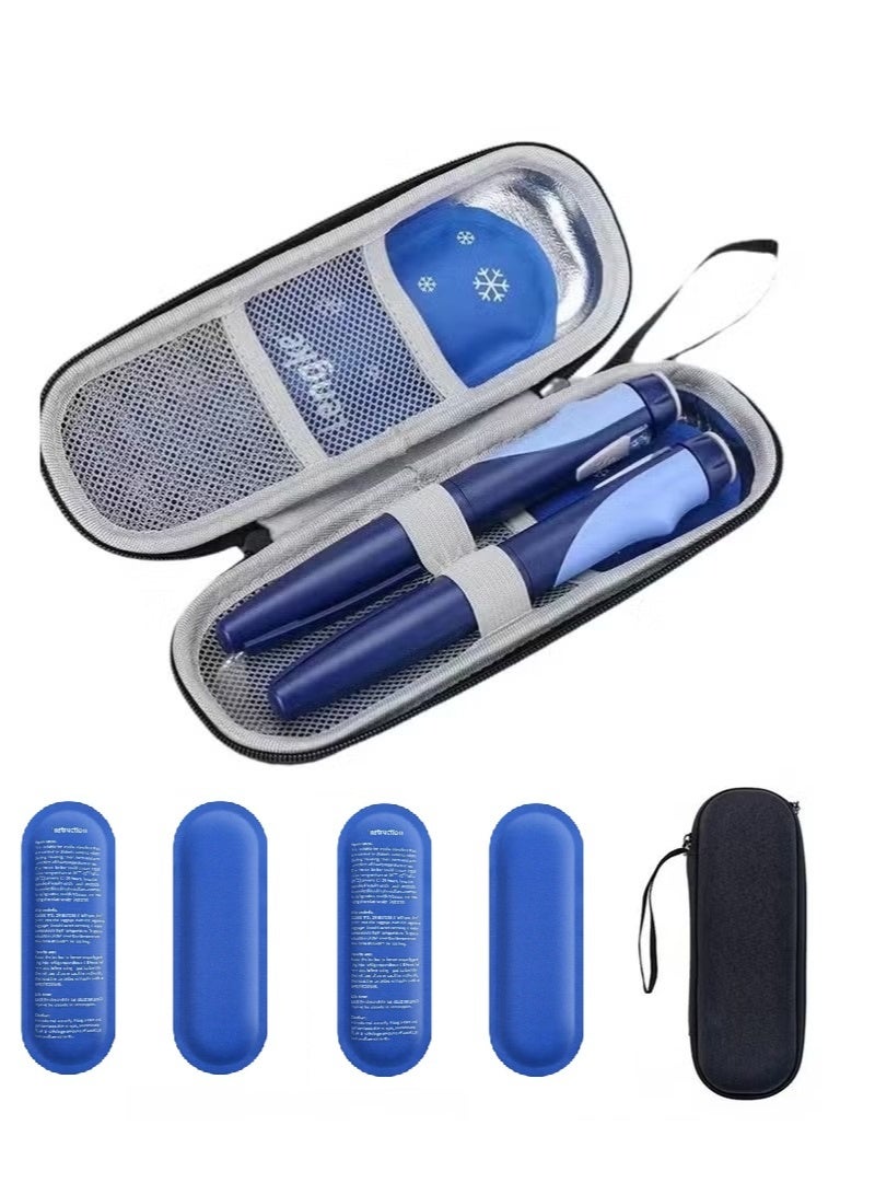 Portable Insulin Cooling Travel Bag Insulated Cooling Compartment Compact & Lightweight Reusable Ice Packs, Designed for Medical Travel 1 Set(with 4 ice packs) - Image 1